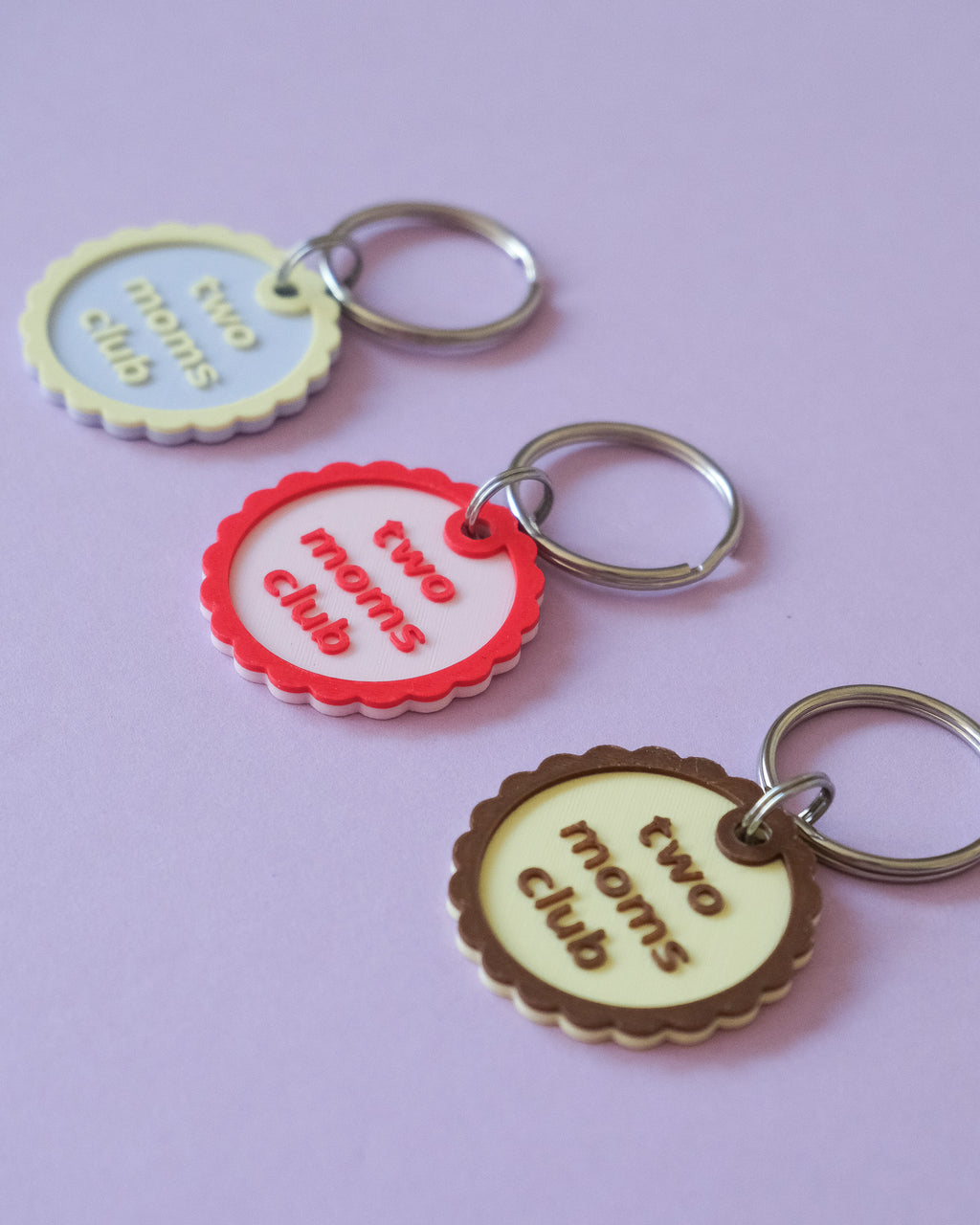 Two Moms Club Scalloped Keyring