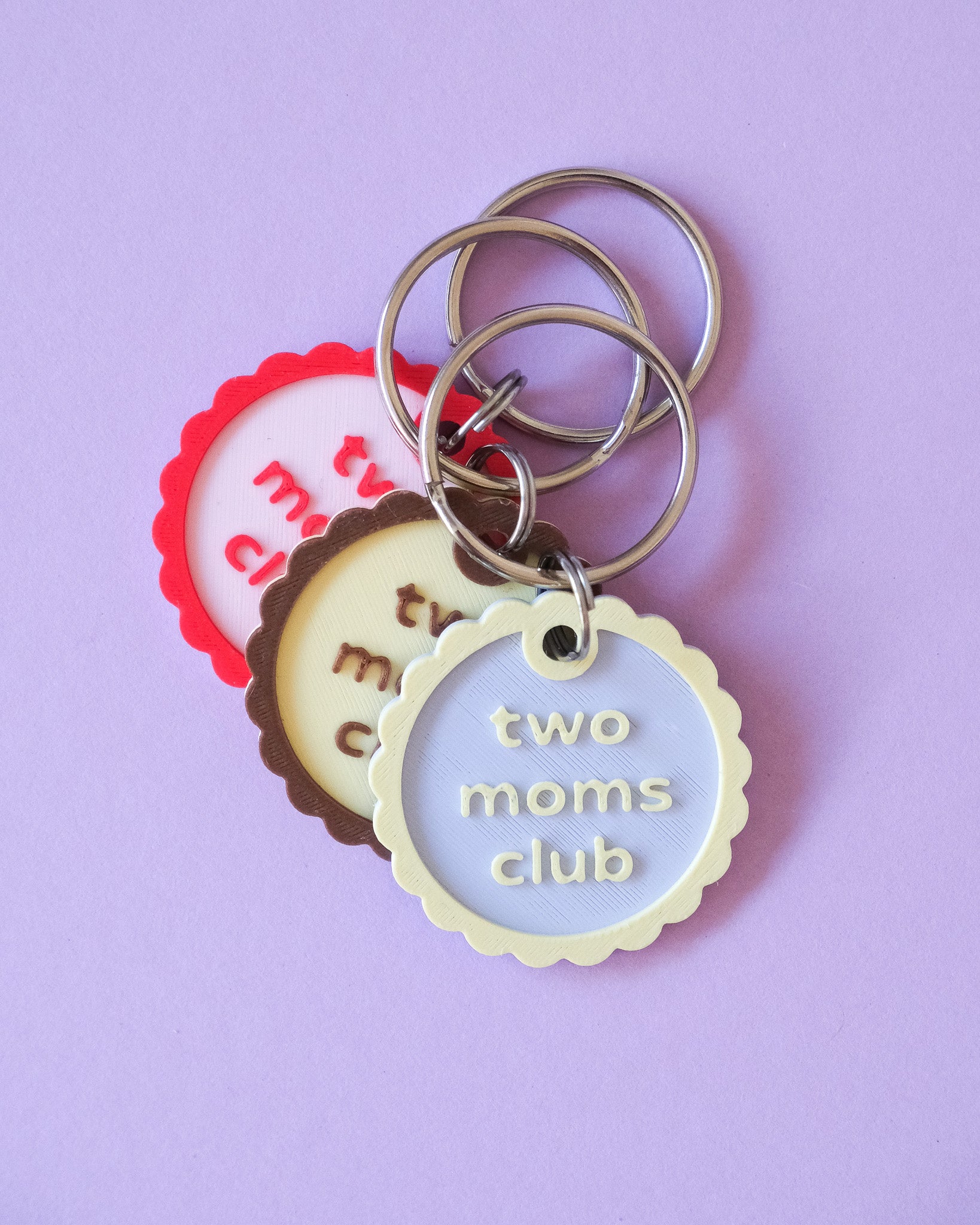 Two Moms Club Scalloped Keyring