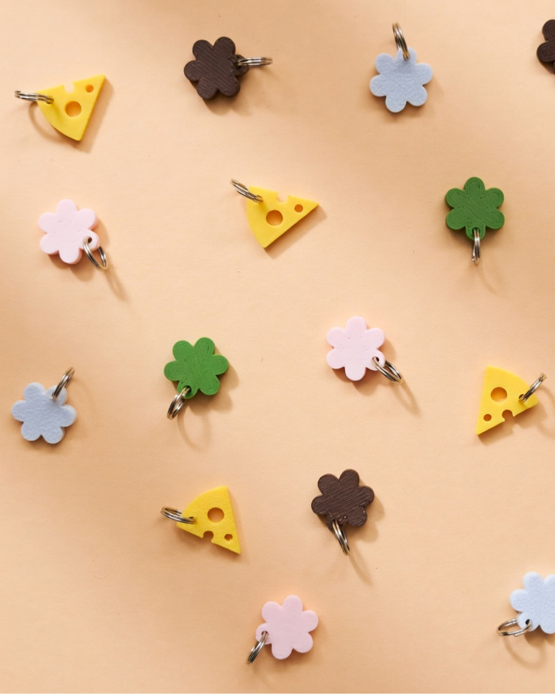 Flower & Cheese Charms for Pet ID Tags and Keychains