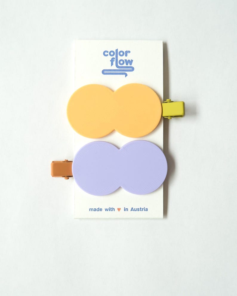 Yellow and purple DOTS hair clips