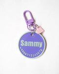 Sammy - Purple tag with mint outline and lilac carabiner